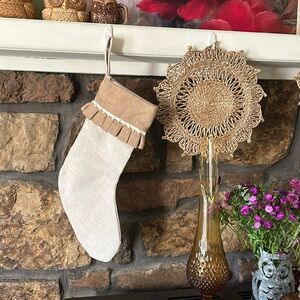 4 Burlap Christmas Stockings
